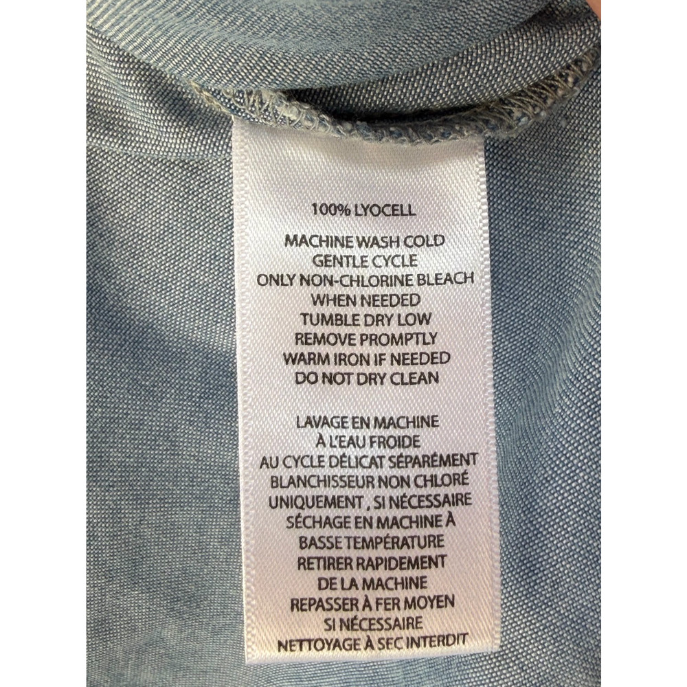 Beach Lunch Lounge Women’s Blue Denim Knot Front Short Sleeve Blouse Size Large - Picture 4 of 4
